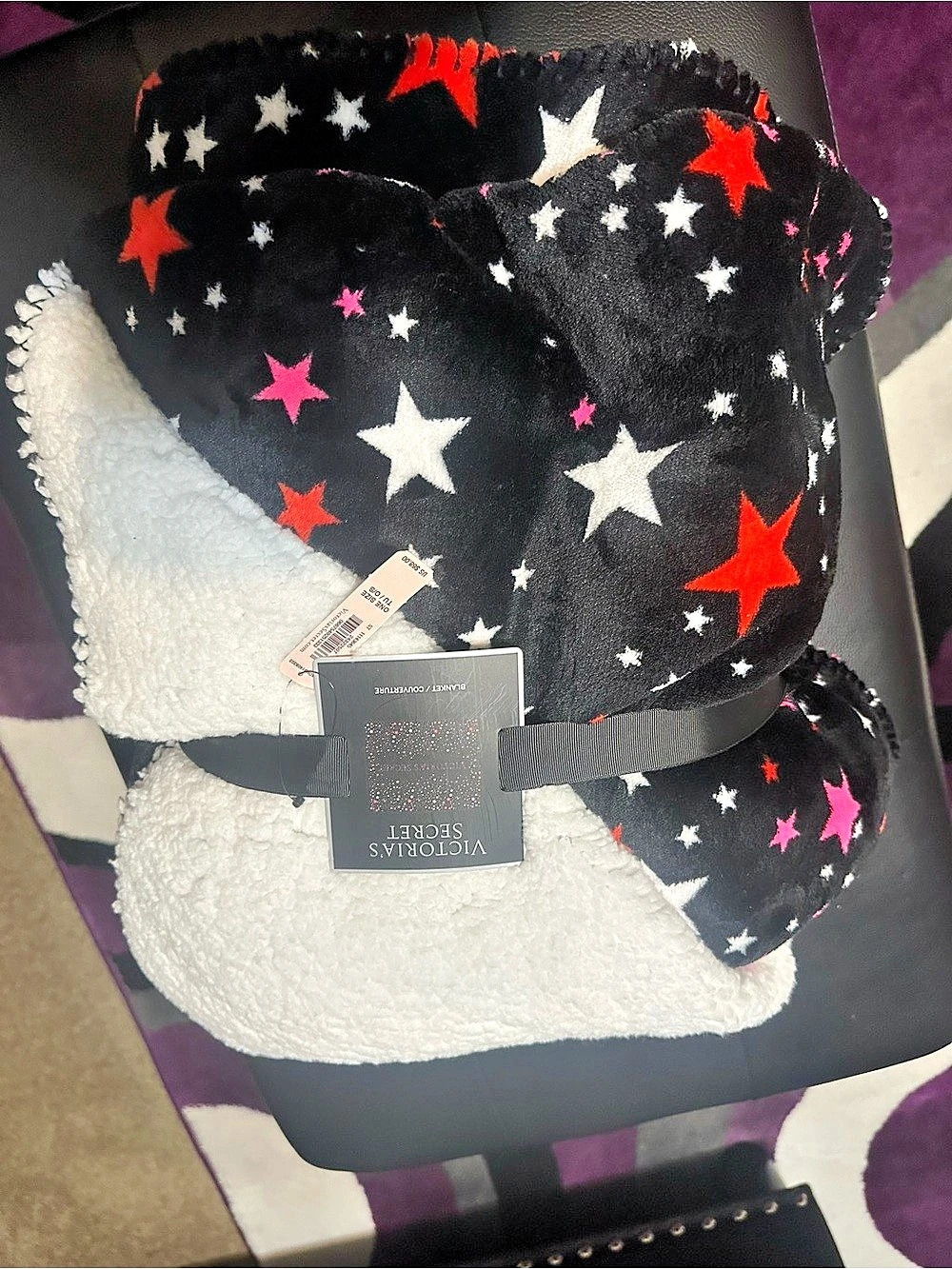 Victoria's Secret Star Print Sherpa-Lined Hat NWT